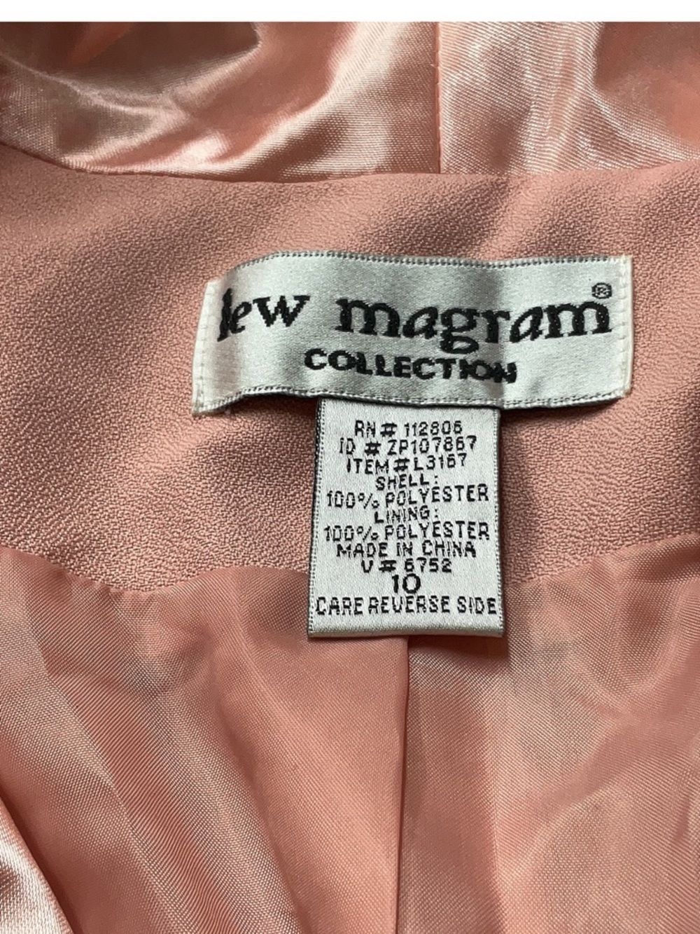 Size 10 Lew Magram Pink Satin-Trim Women's Blazer Jacket - Picture 3 of 3